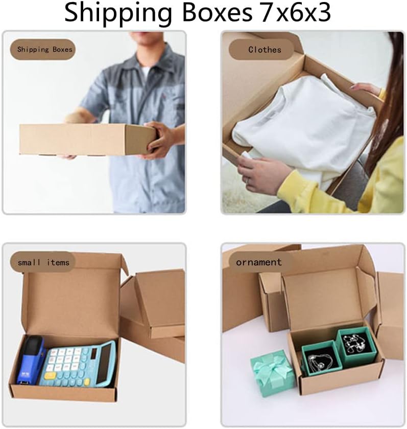 Livejun 7x6x3 inch Shipping Boxes Pack of 25， Brown Corrugated Cardboard Box Mailer Boxes for Packaging Small Business Shipping，Boxes for Birthday Wedding Party Gift Giving (7 x 6 x 3) - Image 5